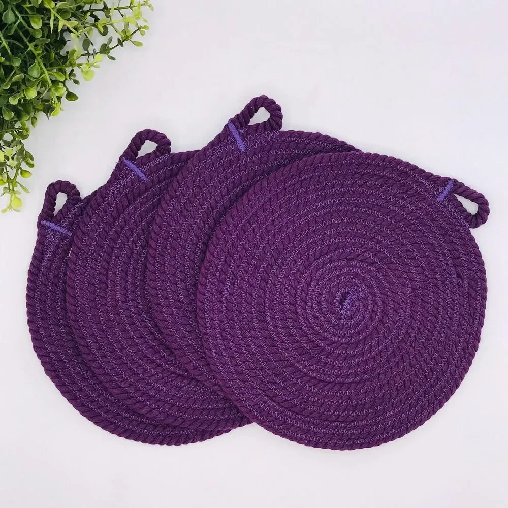 Purple Rope Trivet Hotpad Boho One Trivet Cotton Cottage Core